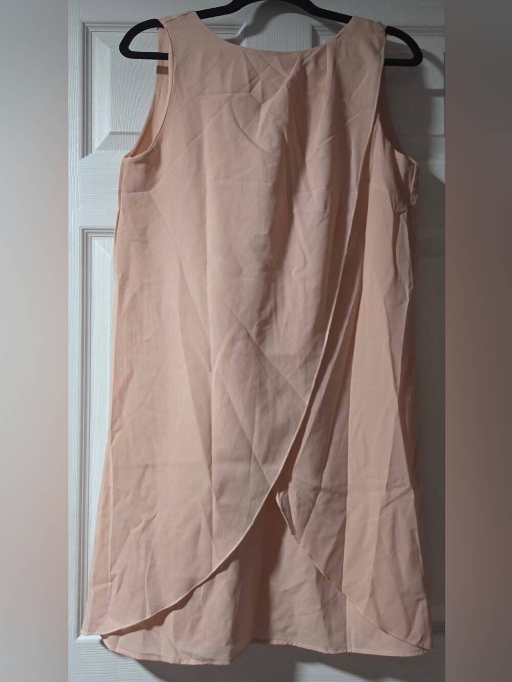 Sleeveless Blush Midi Dress with Draped Front